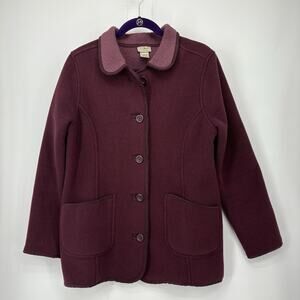LL Bean Jacket Women's Medium Burgundy Button Up Cardigan 276586